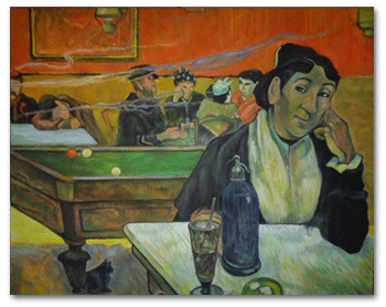 reproductie schilderij Café de nuit Arles van Paul Gauguin